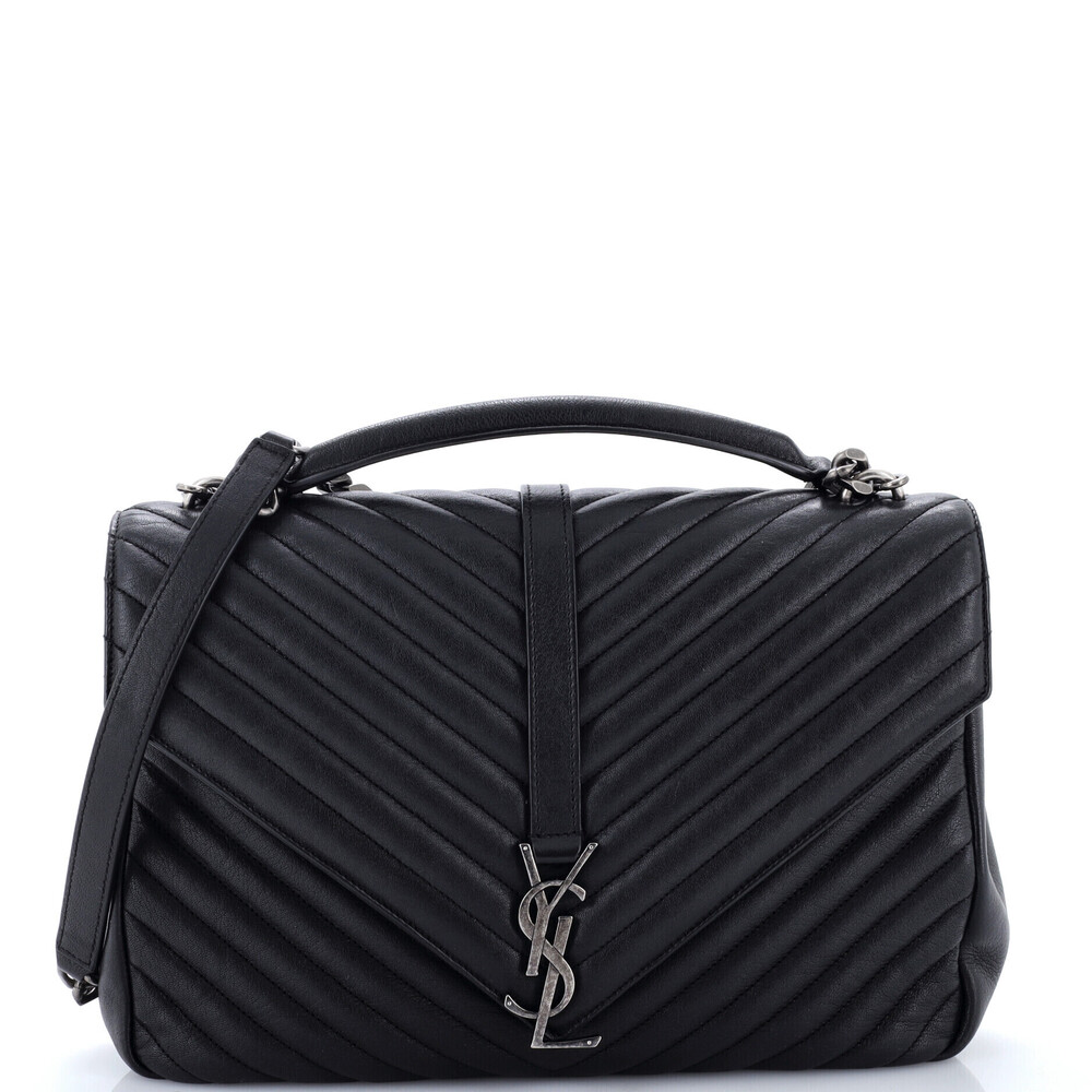 Saint Laurent Large Classic Monogram College Bag Matelasse Chevron Leather